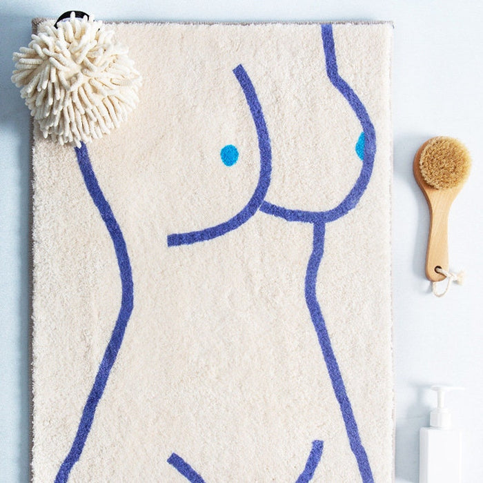 Feblilac Fun Art Get Naked Illustration Bathroom Mat Multiple Sized