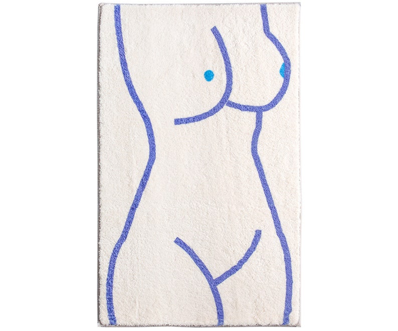 Feblilac Fun Art Get Naked Illustration Bathroom Mat Multiple Sized