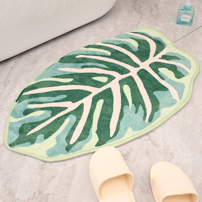 Feblilac Green Leaves Soft Bath Mat 45x75cm