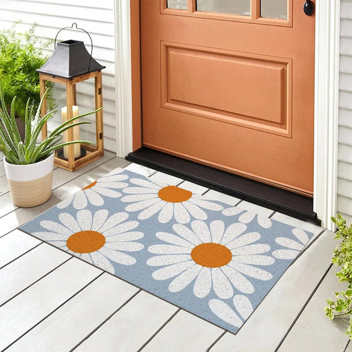 White Daisy Entrance Door Mat