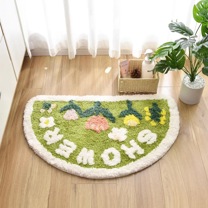 Lovely Country Style Flowers Semicircle Bath Mat 50x80cm, 19.7"x31.5" Clearance Sale