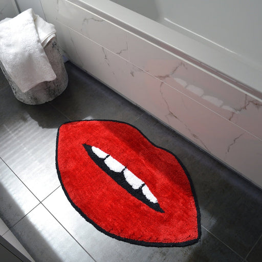 Red Lips Tufted Bath Mat, Sexy Rug for Bathroom