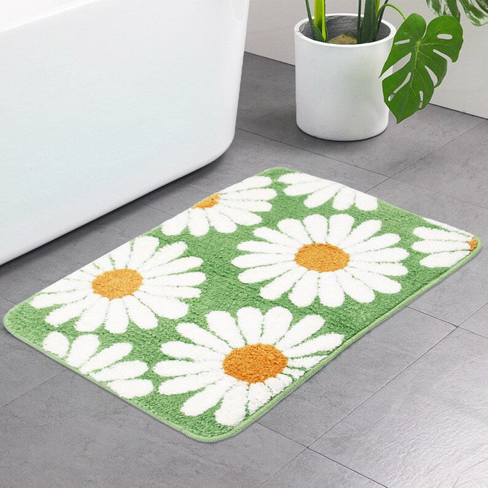 Feblilac Cute Green Daisy Bath Mat