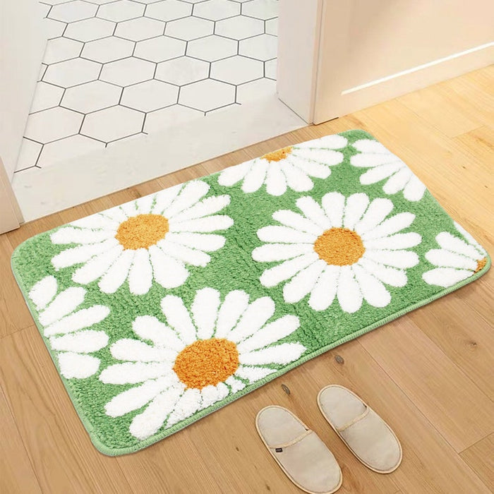 Feblilac Cute Green Daisy Bath Mat