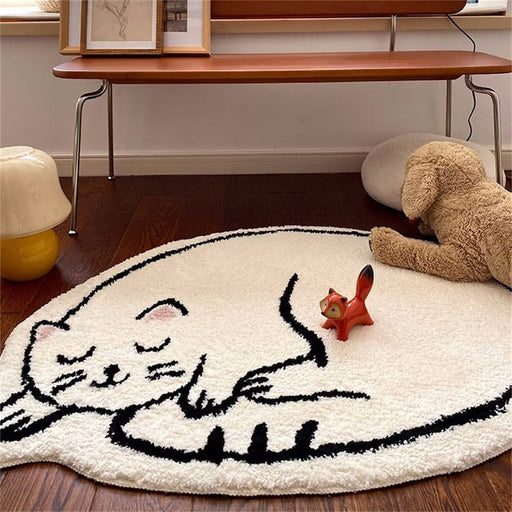 Feblilac Cartoon Cat Tufted Bath Mat