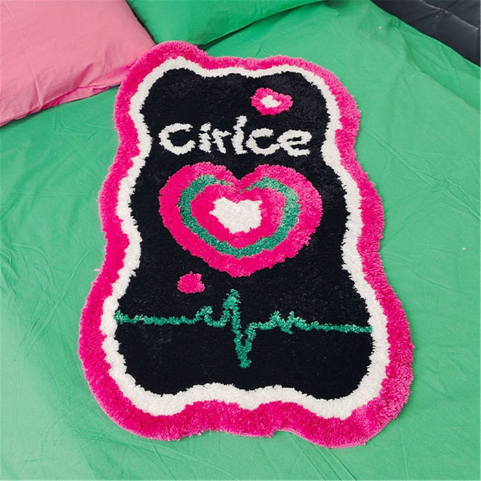 Feblilac Cute Heart Funny Cirlce Tufted Bath Mat