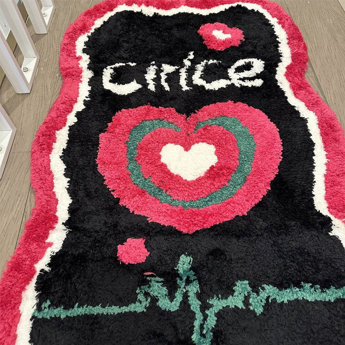 Feblilac Cute Heart Funny Cirlce Tufted Bath Mat