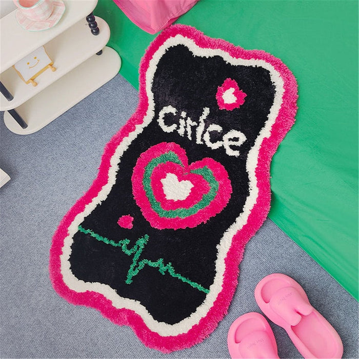 Feblilac Cute Heart Funny Cirlce Tufted Bath Mat