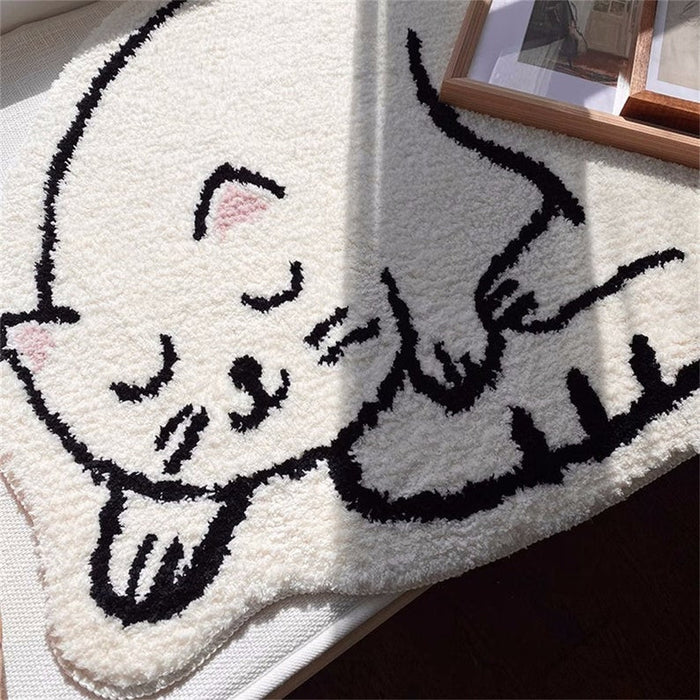 Feblilac Cartoon Cat Tufted Bath Mat