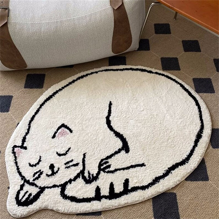 Feblilac Cartoon Cat Tufted Bath Mat