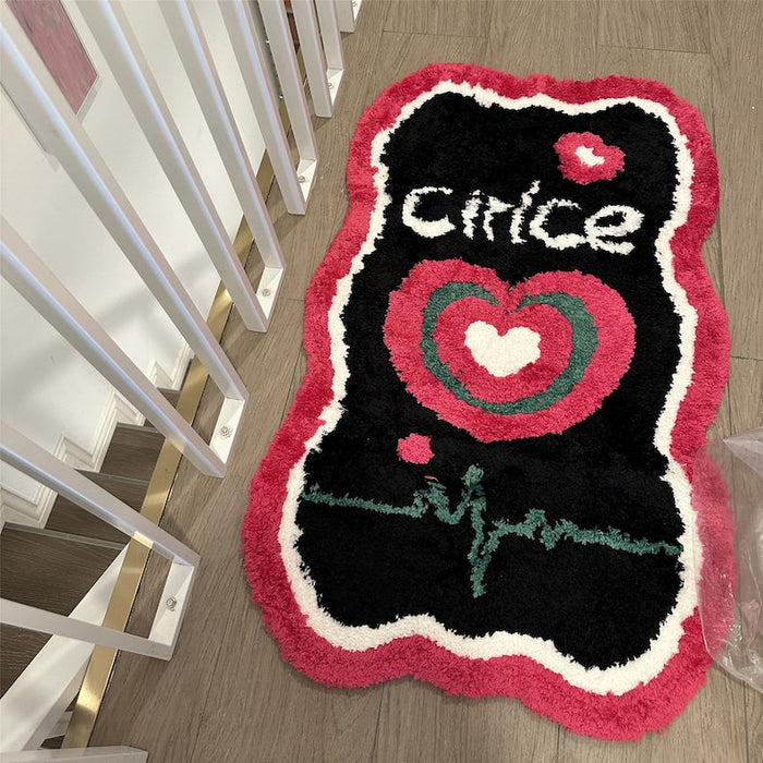 Feblilac Cute Heart Funny Cirlce Tufted Bath Mat