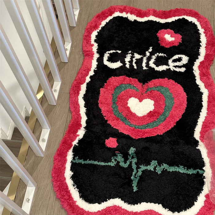 Feblilac Cute Heart Funny Cirlce Tufted Bath Mat