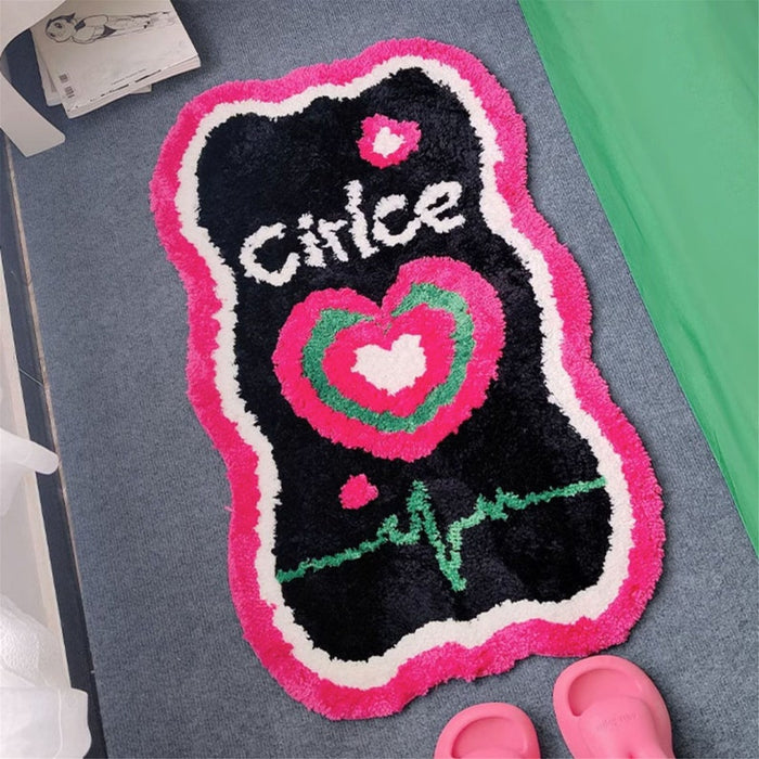 Feblilac Cute Heart Funny Cirlce Tufted Bath Mat