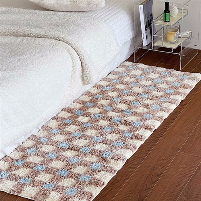 Feblilac Retro Plaid Bedroom Rug Long Runner