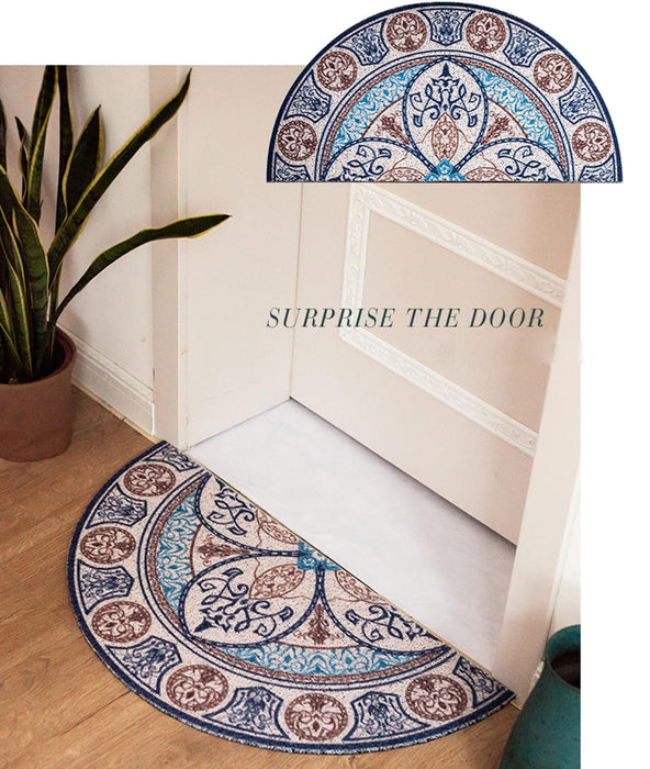 European Style Semicircle Entrance Door Mat, PVC Soft Floor Mat, Non-slip Mat