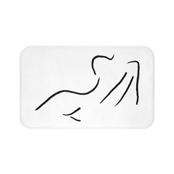 Black and White Girl Female Back Abstract Floor Mat Multiple Sized