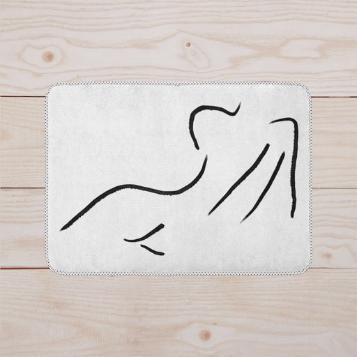 Black and White Girl Female Back Abstract Floor Mat Multiple Sized