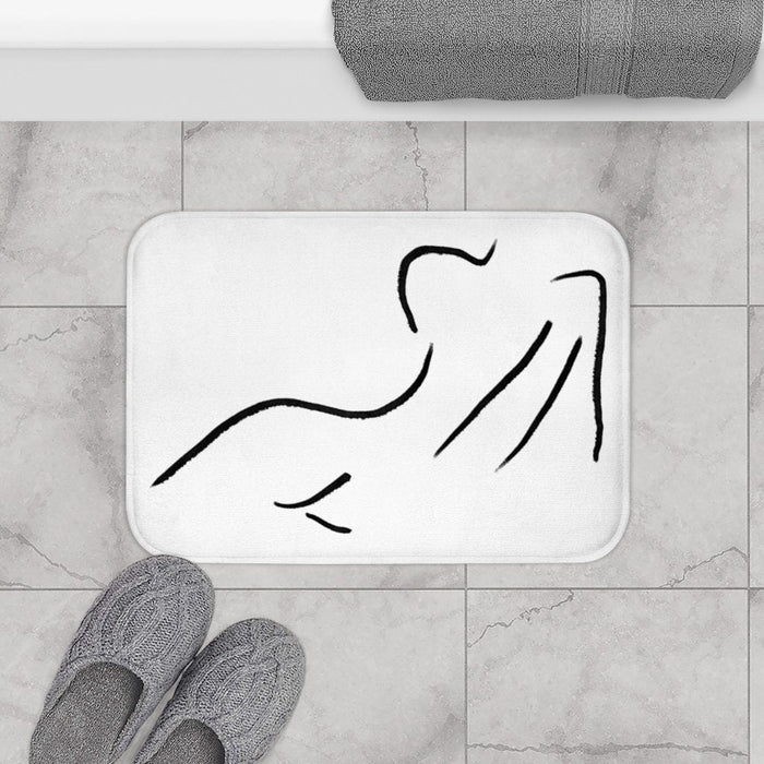 Black and White Girl Female Back Abstract Floor Mat Multiple Sized