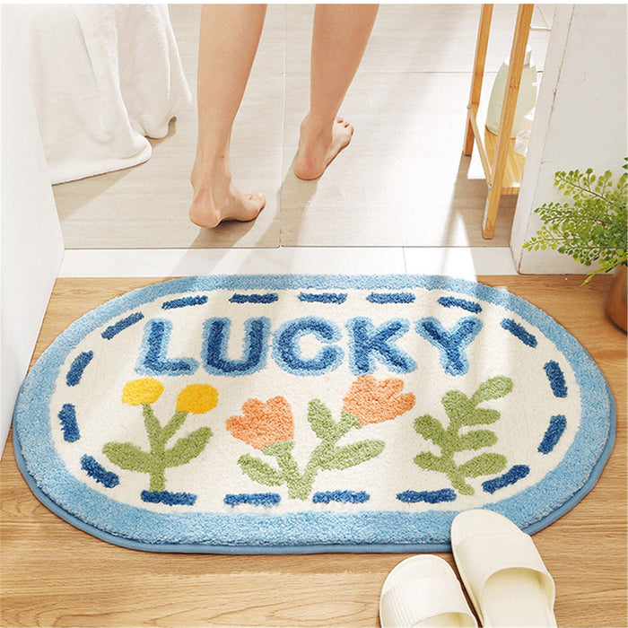 Flower Bath Mat, Colorful Floral Cute Bathroom Rug, Non-slip Mat Modern Home Decor