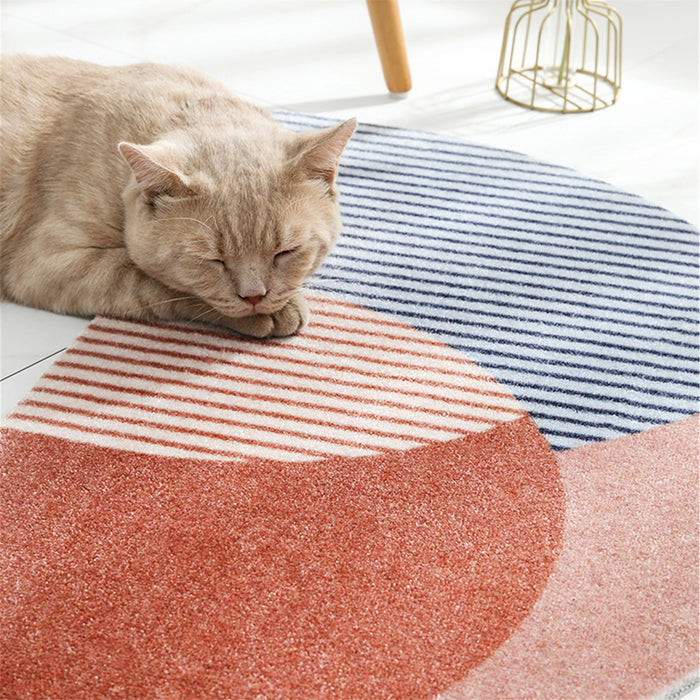 Semicircle Entrance Door Mat, Indoor Outdoor Rug, Cute Colorful Bath Rug for Kids Room