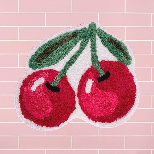 Cherry Absorbent Non-Slip Fluffy Bath Mat, Red Cherries Bath Rug