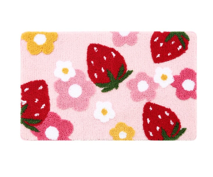 Cute Strawberry Bathroom Mat, Non-Slip Bath Mat, Rug for Kids