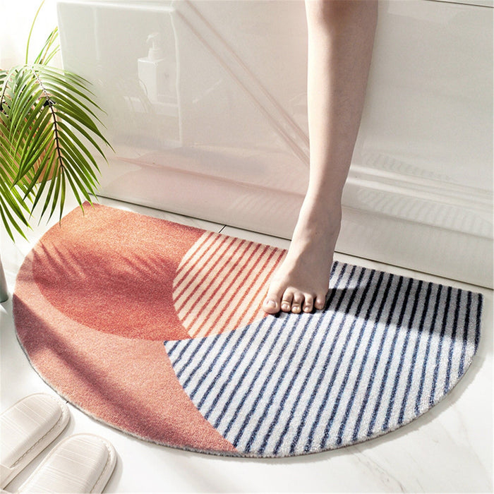 Semicircle Entrance Door Mat, Indoor Outdoor Rug, Cute Colorful Bath Rug for Kids Room