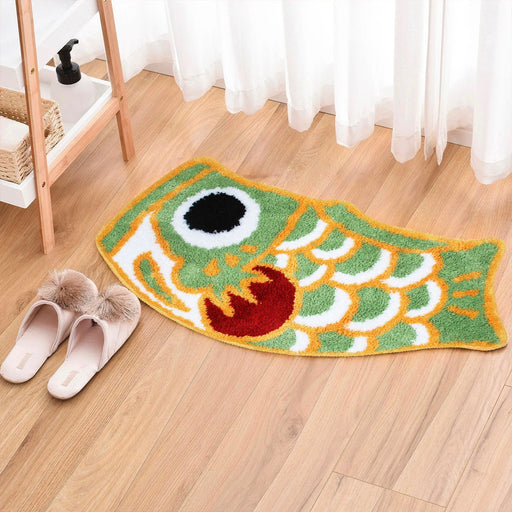 Feblilac Cute Green Koi Fish Bath Mat