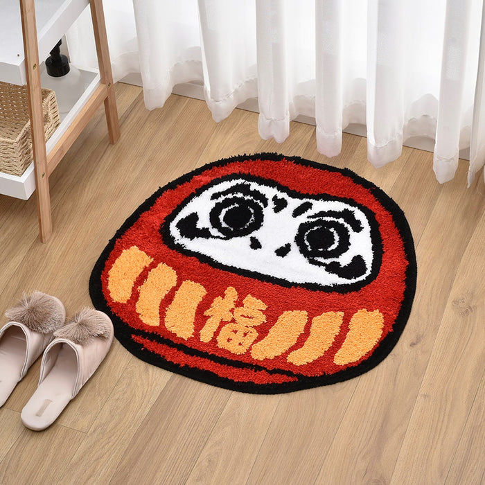 Japanese Red Daruma Bathroom Mat 60x60cm, 23.6"x23.6" Clearance Sale