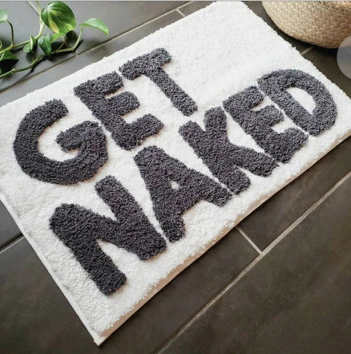 Feblilac White Ground Get Naked Non-Slip Tufted Bath Mat 50x80cm