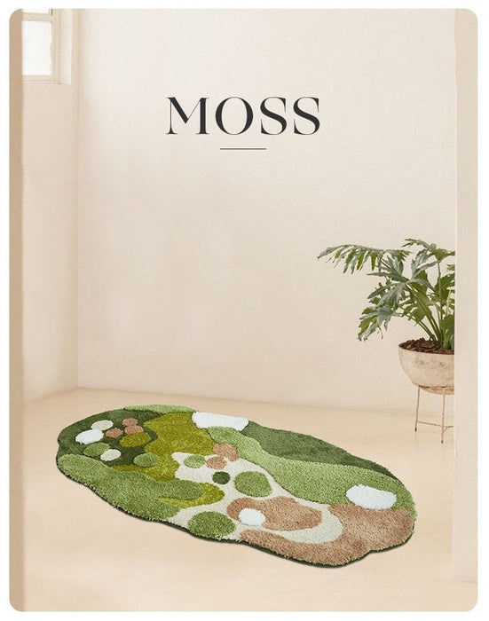 Natural Green Moss Series Abstract Rug, Small Area Rug