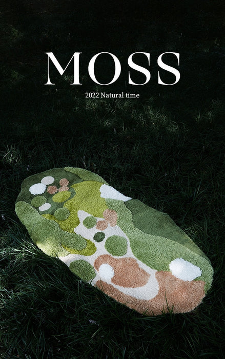 Natural Green Moss Series Abstract Rug, Small Area Rug