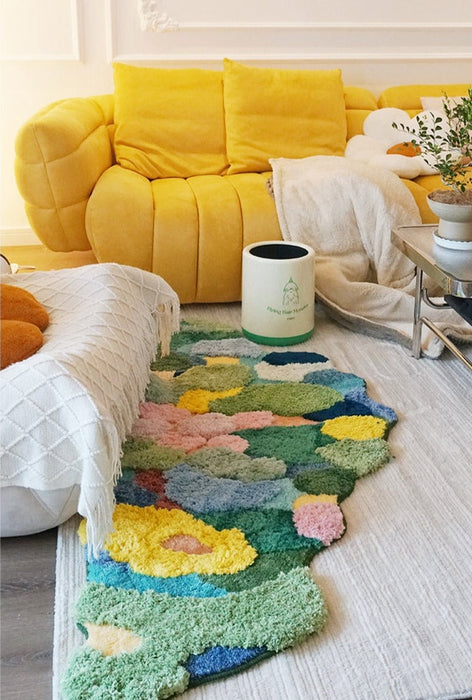 Natural Moss Forest Abstract Rug, Bedroom Living Room Rug, Modern Art Rug