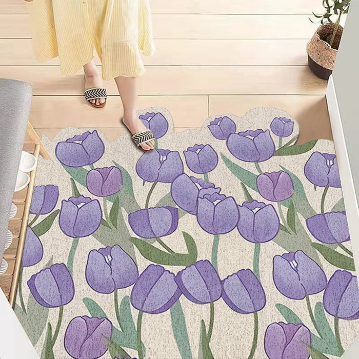 Feblilac Purple Tulips PVC Coil Door Mat