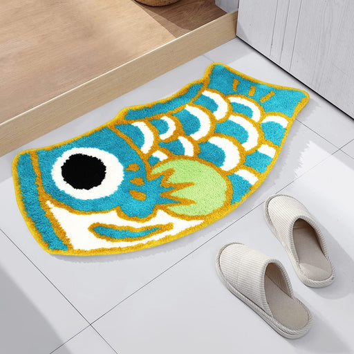 Cute Green Koi Fish Bath Mat