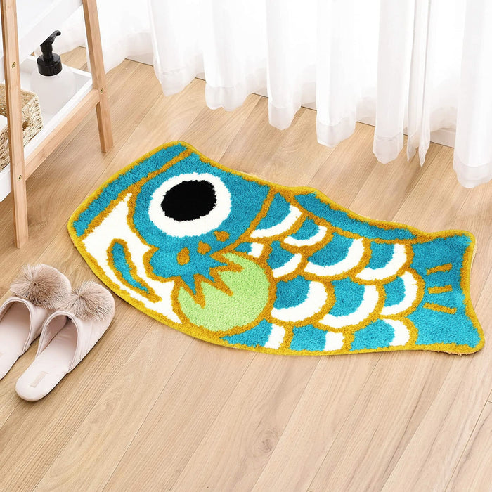 Cute Green Koi Fish Bath Mat