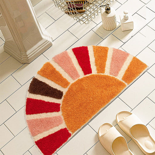 Aesthetic Sun Art Rug, Sunshine Bath Mat, Cool Sunrise Rugs for Bedroom, Trendy Bathroom Rug, Kids Nursery Rug, Minimalist Tufted Bath Mat