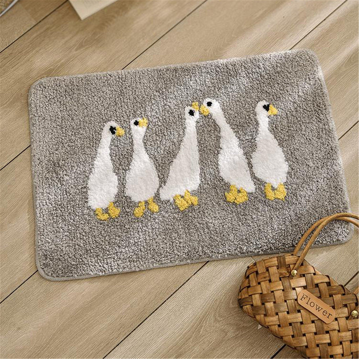 Funny Duck Bath Mat, Flowers Bathroom Shower Non Slip Mat, Bedroom Mats, Aesthetic Doorstep Carpet, Kitchen Floor Mat, Cute Home Dorm Decor