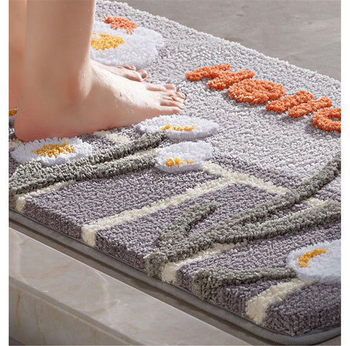 Cute Flowers Bathroom Shower Mat, Kids Bedroom Mats, Floral Non Slip Bath Mat, Aesthetic Doorstep Carpet, Kitchen Floor Mat, Home Dorm Decor