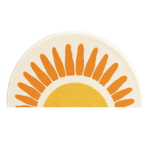 Feblilac U-Shape Sunshine Toilet Mat,  Semicircle Sun Bath Mat, Yellow Soft Bathroom Rug