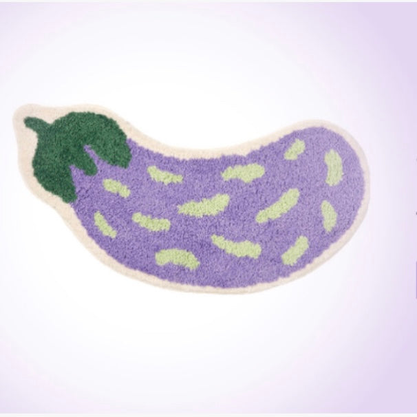 Cute Eggplant Bath Mat, Funny Purple Bathroom Rug