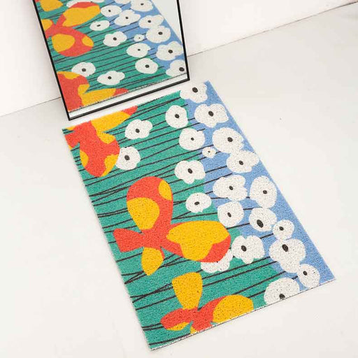 Orange and White Flower Door Mat