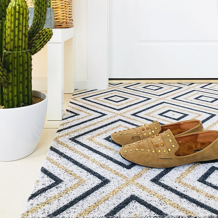 Geometric Customizable Anti-Slip PVC Loop Pile Doorway Mats