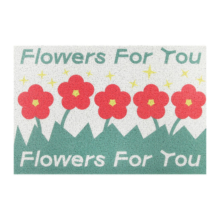 Red Flowers for You Door Mat