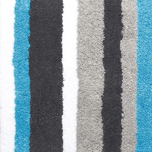 Feblilac Blue-Grey Stripe Bath Mat Rug