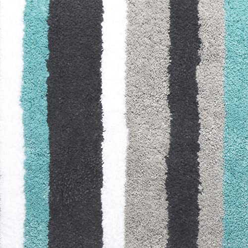 Feblilac Light Green-grey Stripe Bath Mat Rug