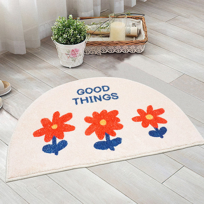 Three Little Flowers Semicircle Bath Mat