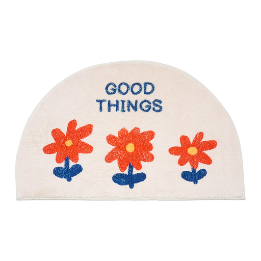 Three Little Flowers Semicircle Bath Mat