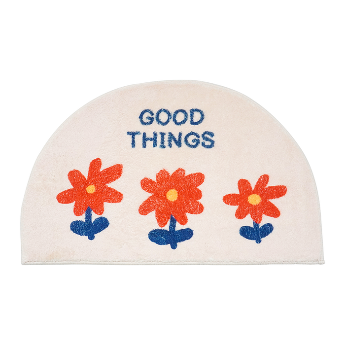 Three Little Flowers Semicircle Bath Mat