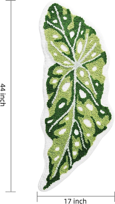 Feblilac Monstera Green Leaf Tufted Bath Mat